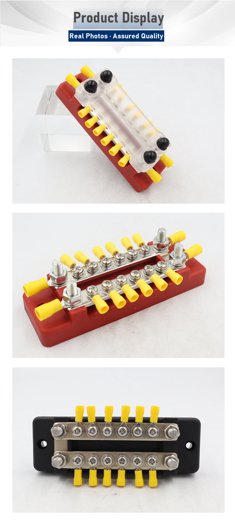 150A 6-terminal double row bus bar junction block with M8 terminals for marine, RV and solar DC systems