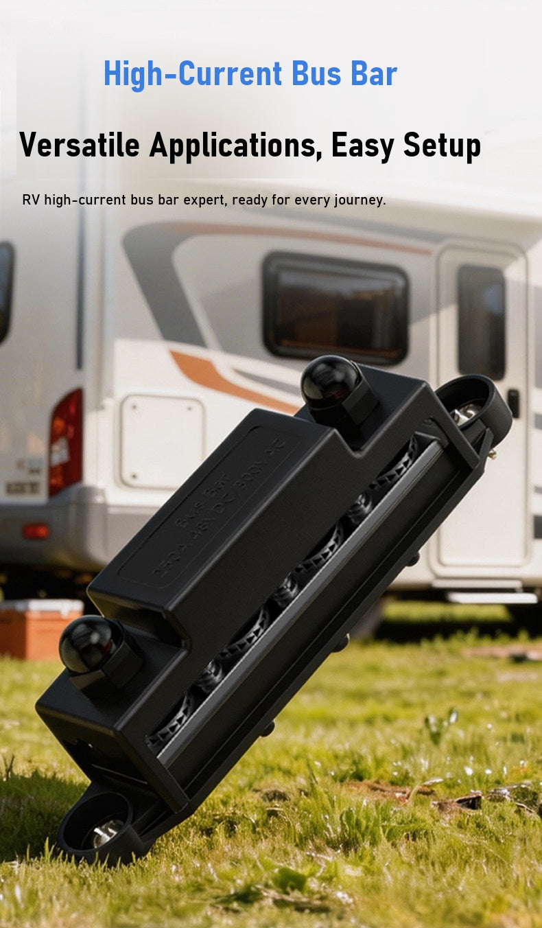150A 6-terminal double row bus bar junction block with M8 terminals for marine, RV and solar DC systems