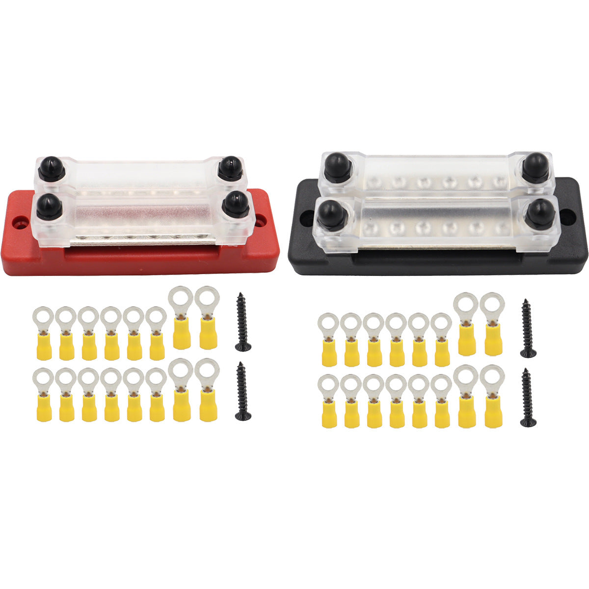 150A 6-terminal double row bus bar junction block with M8 terminals for marine, RV and solar DC systems