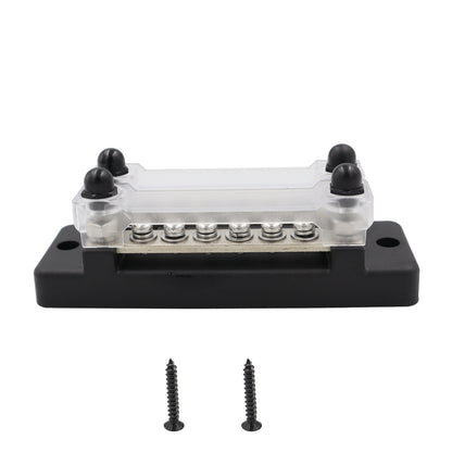 150A 6-terminal double row bus bar junction block with M8 terminals for marine, RV and solar DC systems