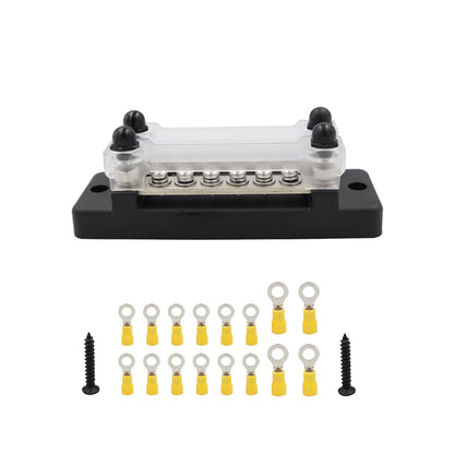 150A 6-terminal double row bus bar junction block with M8 terminals for marine, RV and solar DC systems