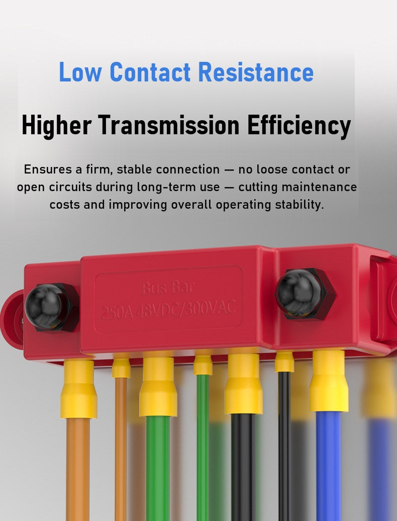 150A 6-terminal double row bus bar junction block with M8 terminals for marine, RV and solar DC systems